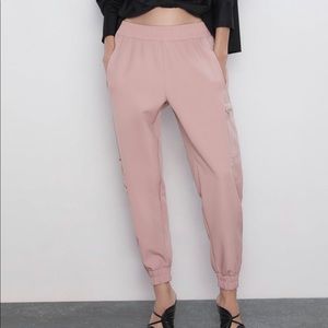 Pink Zara Cargo pants with Zippers